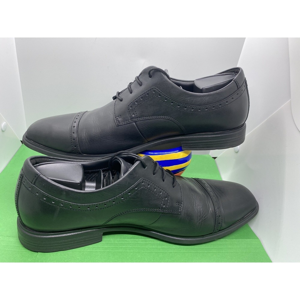 Rockport DS Business 2 Cap Toe Black Leather Dress Shoes CH5531 Mens 12 Wide